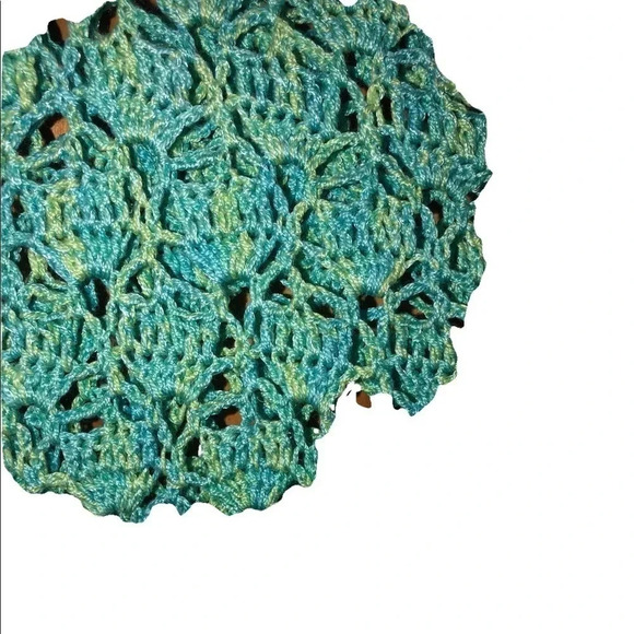 Vintage Handmade Crochet Aqua knit sweater mermaid Fairycore boho Western vibes - Picture 3 of 3